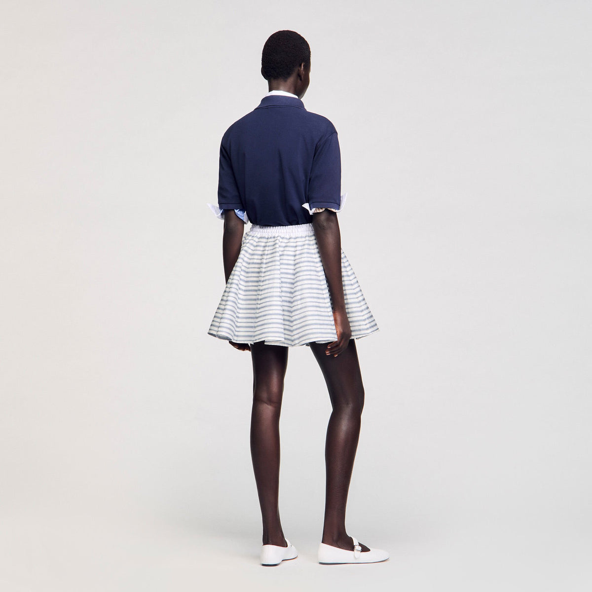 Sandro Spiral print skater skirt