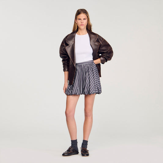 Sandro Striped rhinestone bubble skirt