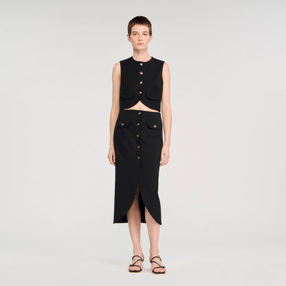 Sandro Buttoned midi skirt