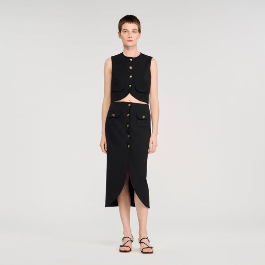Sandro Buttoned midi skirt
