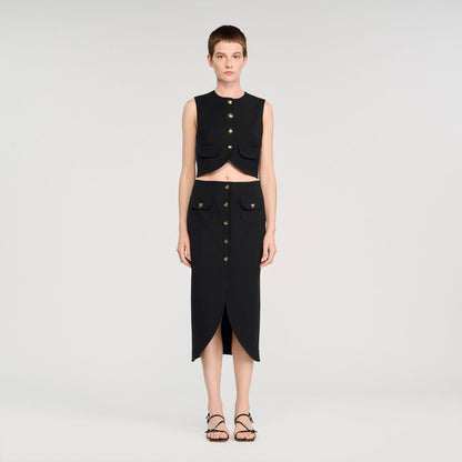 Sandro Buttoned midi skirt