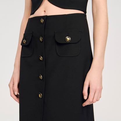 Sandro Buttoned midi skirt
