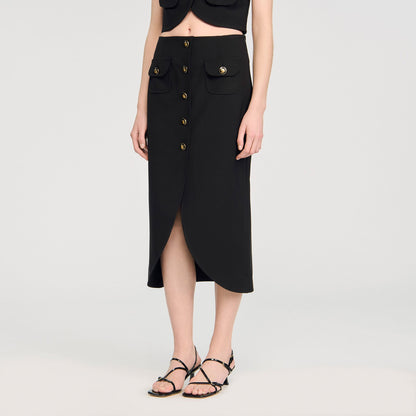 Sandro Buttoned midi skirt