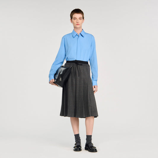 Sandro Midi pleated rhinestone skirt