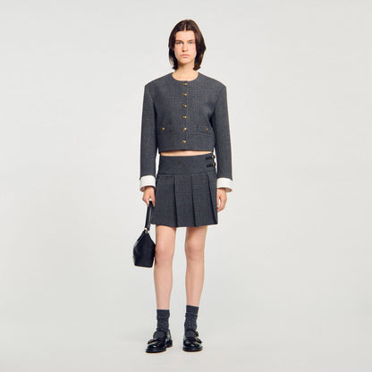 Sandro Mini rhinestone suit skirt