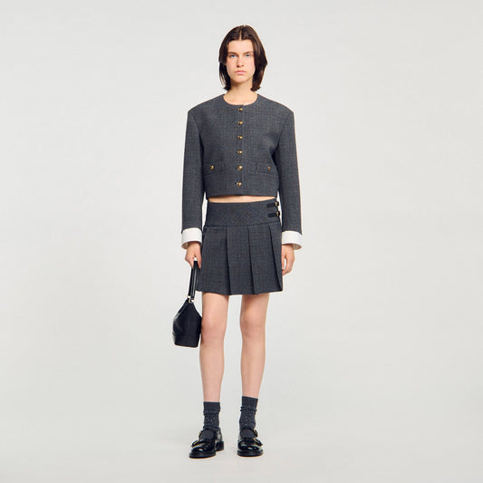 Sandro Mini rhinestone suit skirt