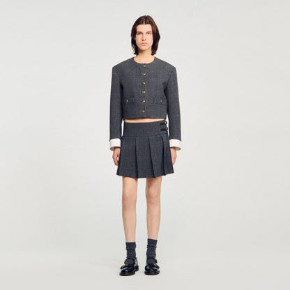 Sandro Mini rhinestone suit skirt