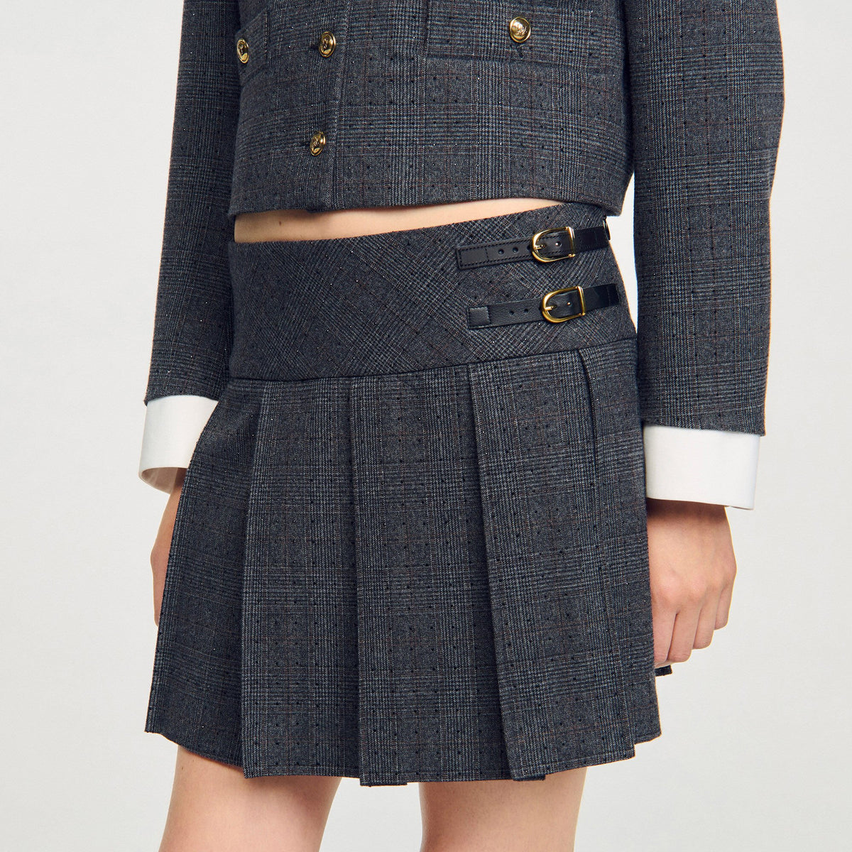 Sandro Mini rhinestone suit skirt