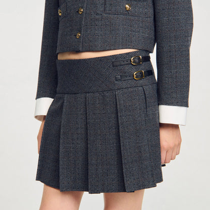 Sandro Mini rhinestone suit skirt