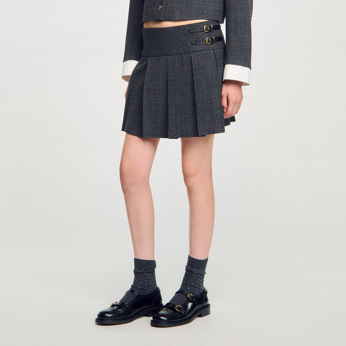 Sandro Mini rhinestone suit skirt