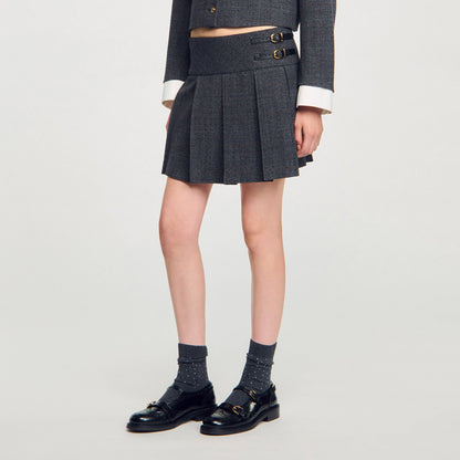 Sandro Mini rhinestone suit skirt