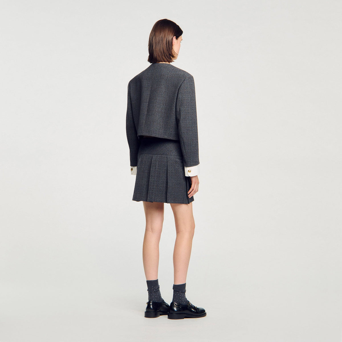 Sandro Mini rhinestone suit skirt