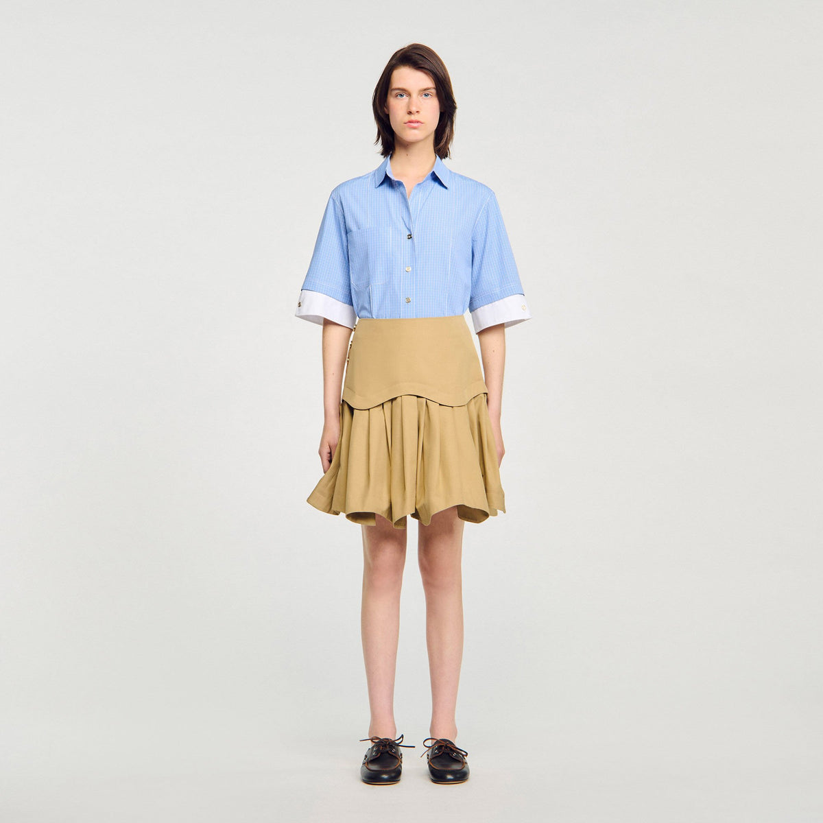 Sandro Mini flared pleated skirt