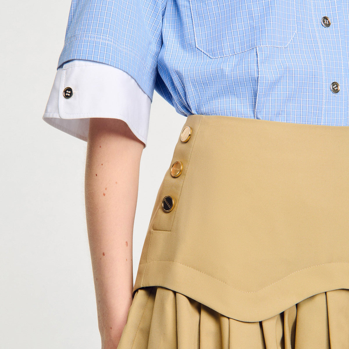 Sandro Mini flared pleated skirt
