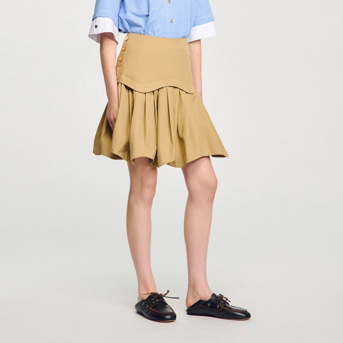 Sandro Mini flared pleated skirt