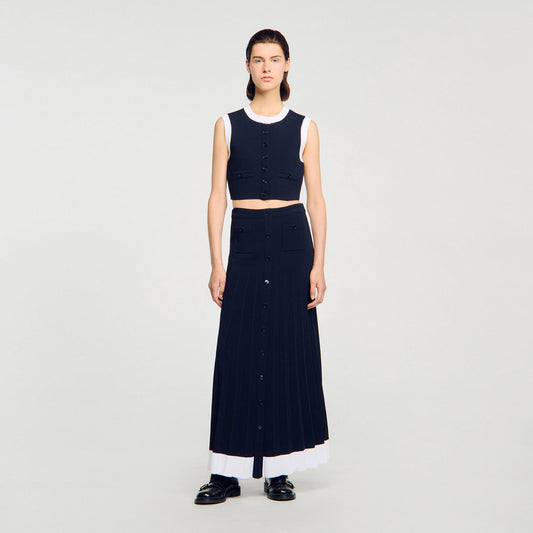 Sandro Maxi two-tone knit skirt