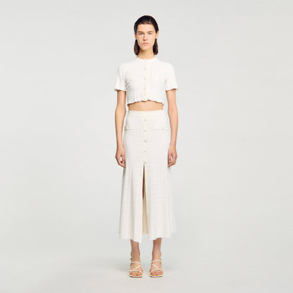 Sandro Pointelle knit midi skirt
