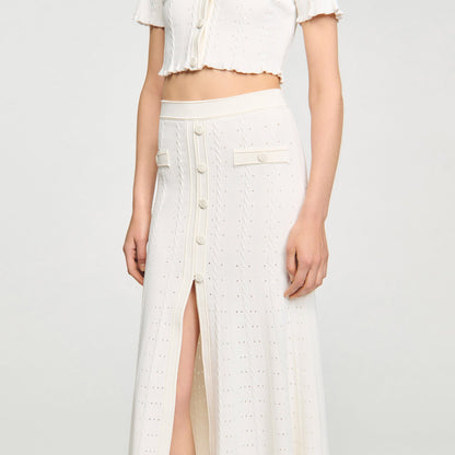Sandro Pointelle knit midi skirt