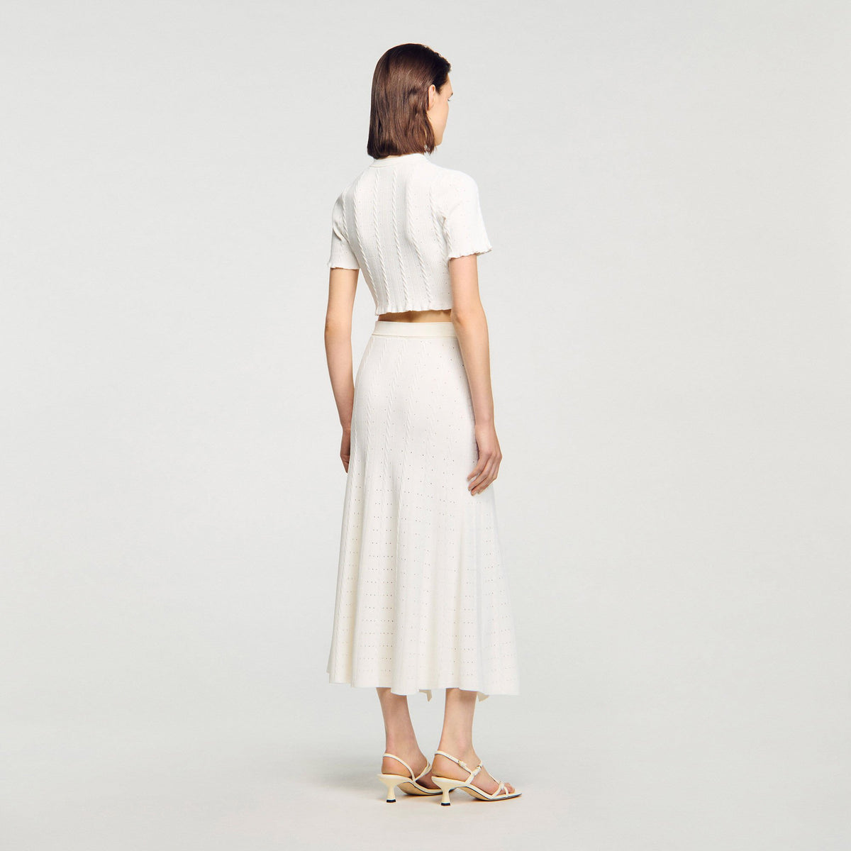 Sandro Pointelle knit midi skirt