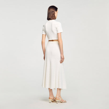 Sandro Pointelle knit midi skirt