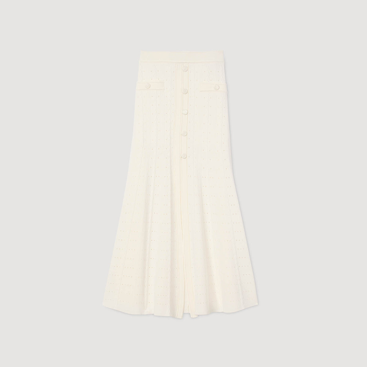 Sandro Pointelle knit midi skirt