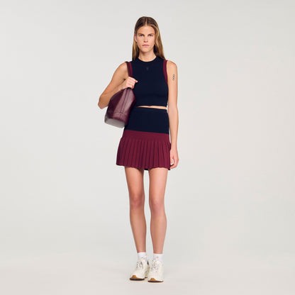 Sandro Mini two-tone pleated skirt