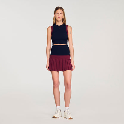 Sandro Mini two-tone pleated skirt