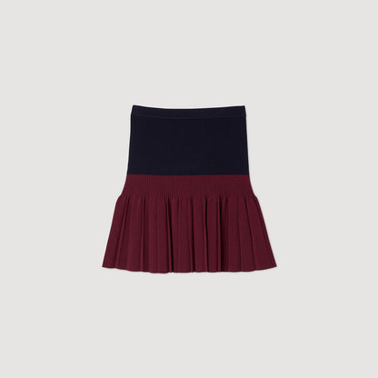 Sandro Mini two-tone pleated skirt