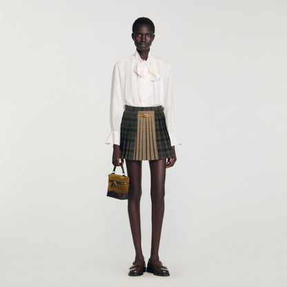 Sandro Mini checked pleated skirt