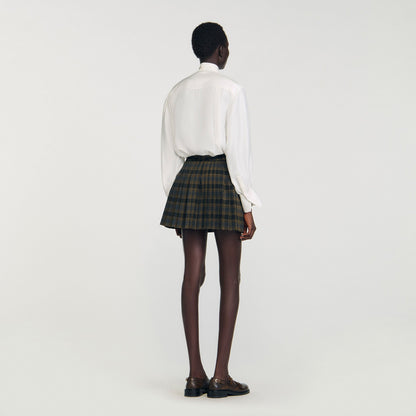 Sandro Mini checked pleated skirt