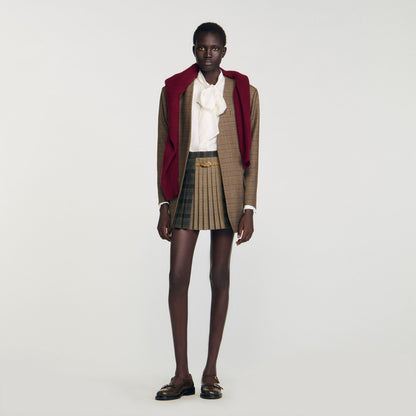 Sandro Mini checked pleated skirt
