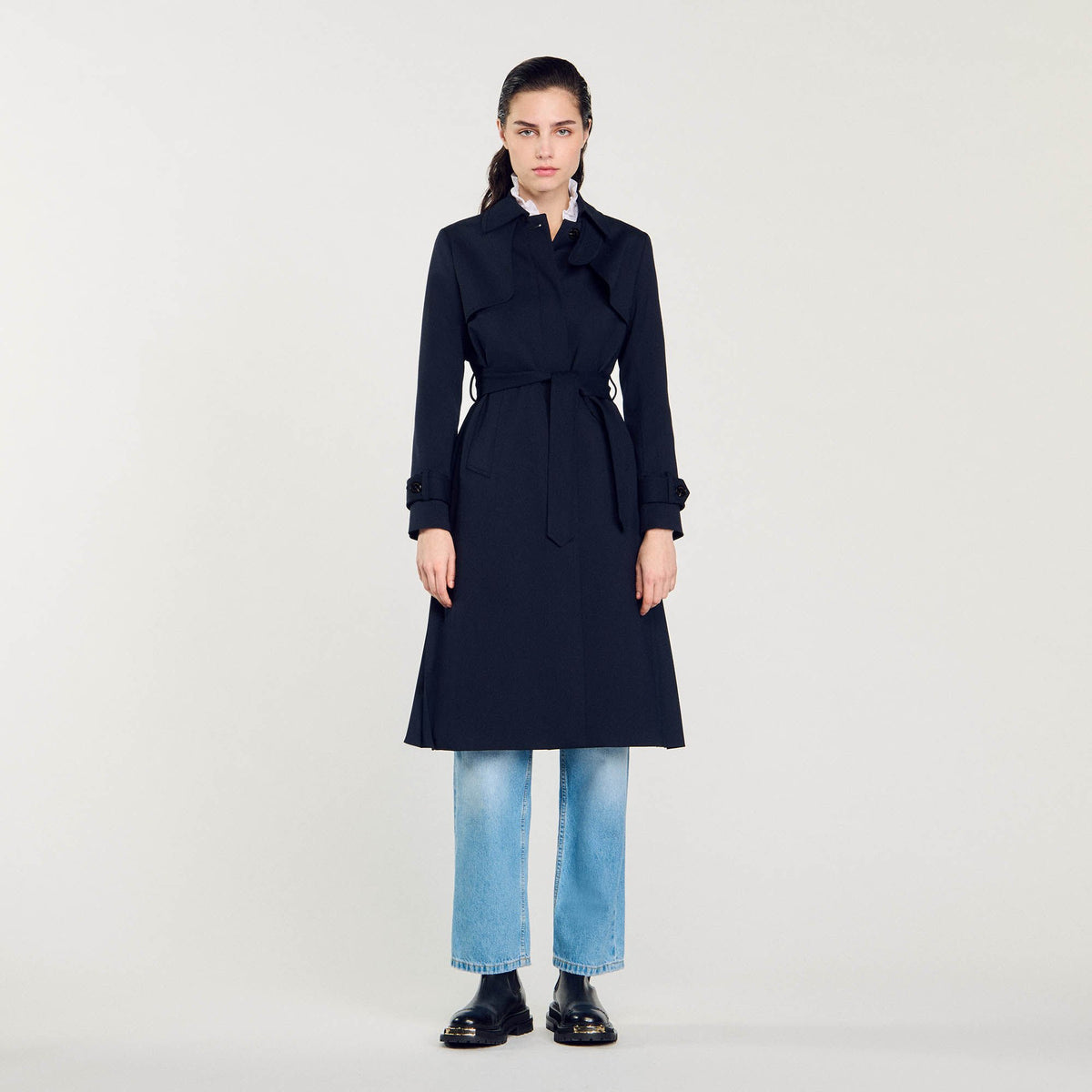 Sandro Trench coat with pleated inset