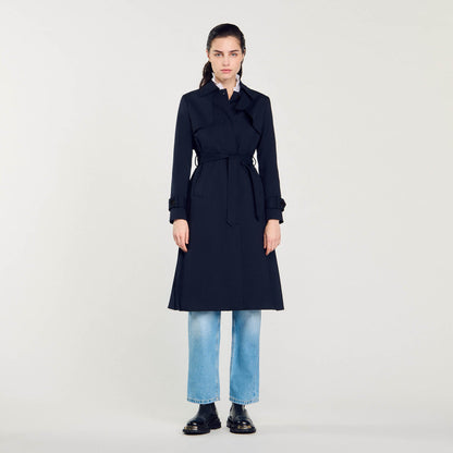 Sandro Trench coat with pleated inset