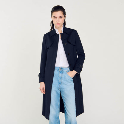 Sandro Trench coat with pleated inset