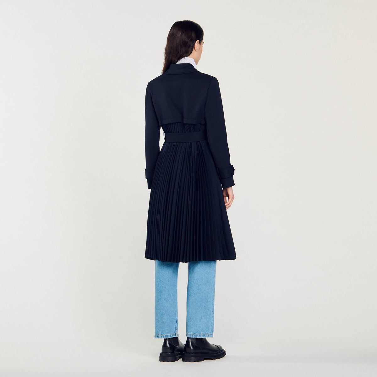 Sandro Trench coat with pleated inset