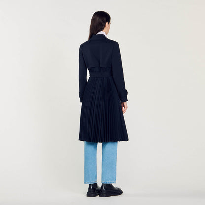 Sandro Trench coat with pleated inset