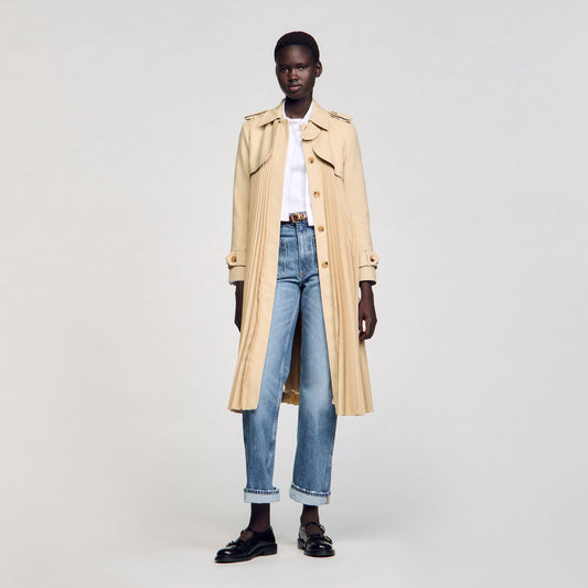 Sandro Pleated trench coat with belt
