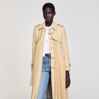 Sandro Pleated trench coat with belt
