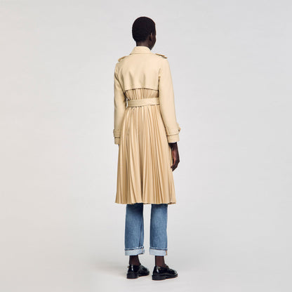 Sandro Pleated trench coat with belt