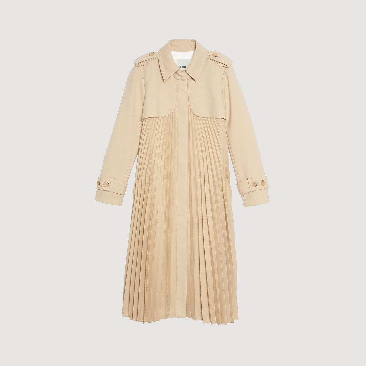 Sandro Pleated trench coat with belt
