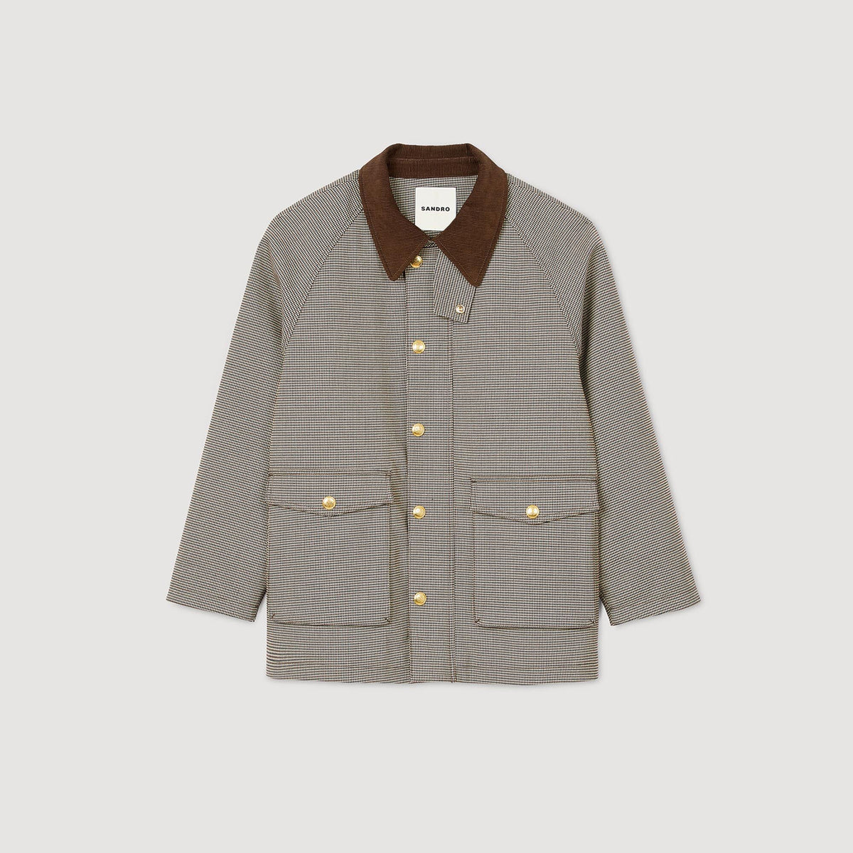 Sandro Check coat with velvet collar