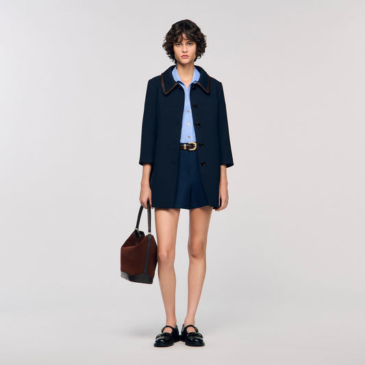 Sandro Coat with leather stripes