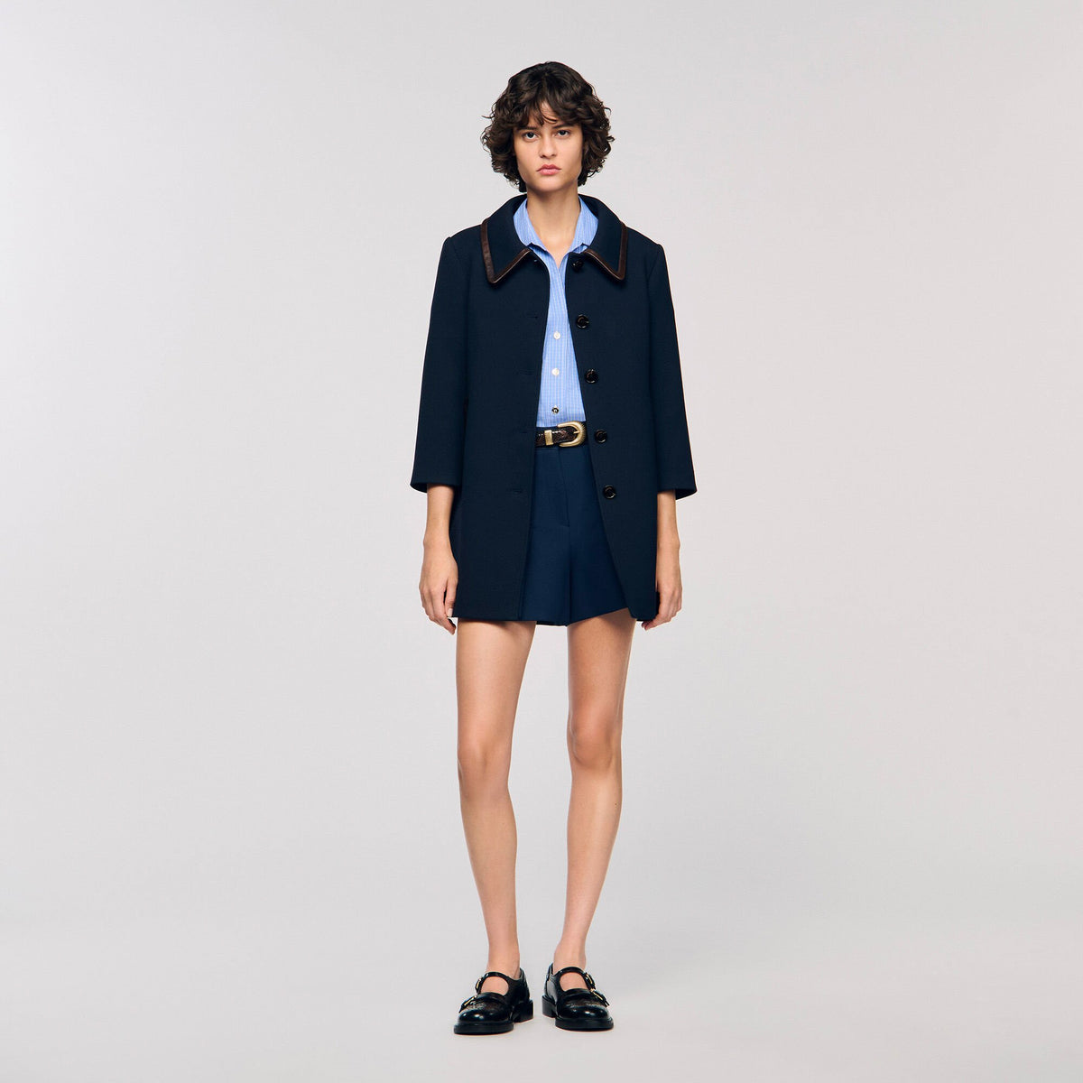 Sandro Coat with leather stripes