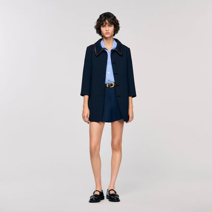 Sandro Coat with leather stripes