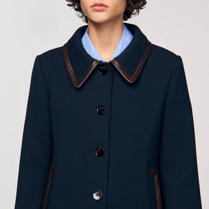 Sandro Coat with leather stripes