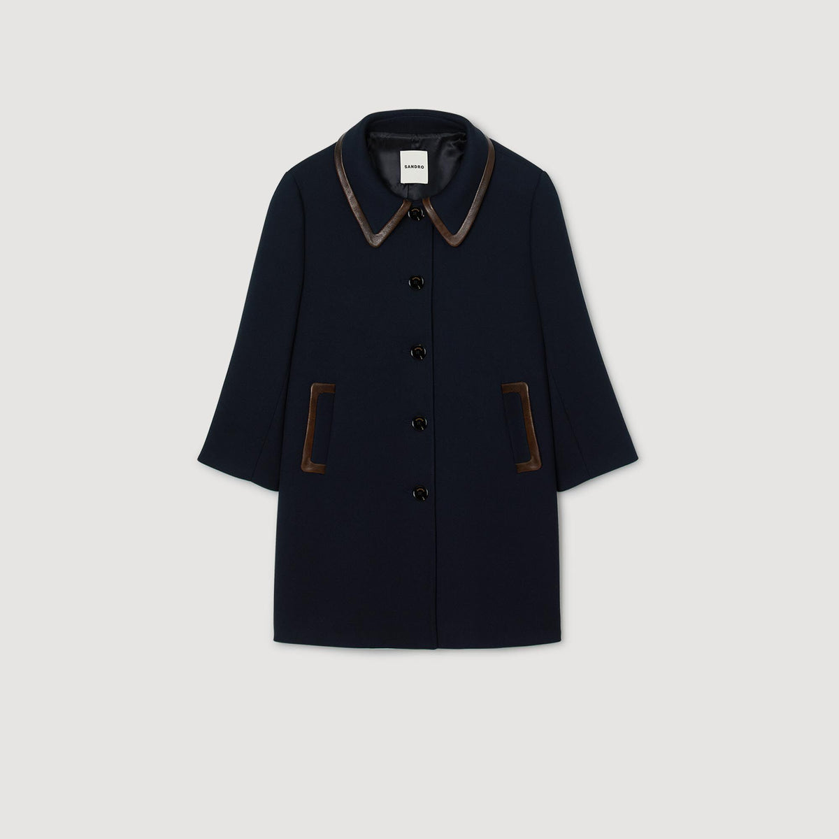 Sandro Coat with leather stripes