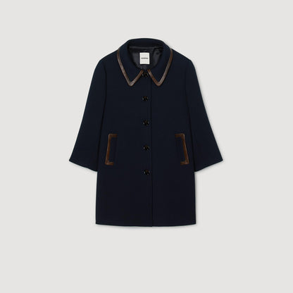 Sandro Coat with leather stripes