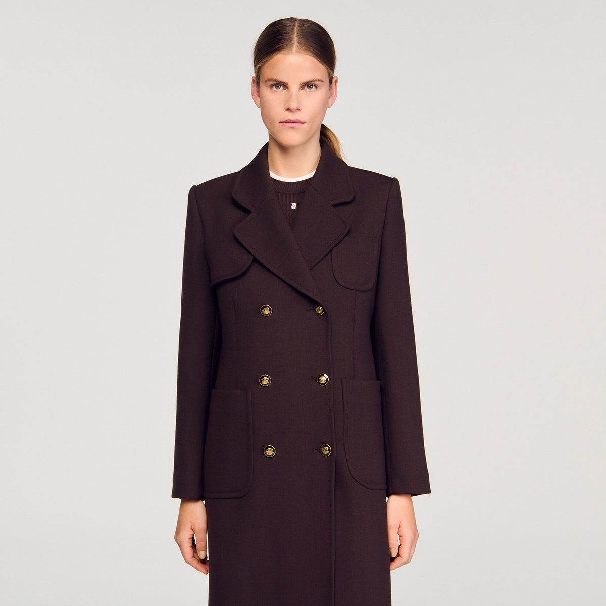 Sandro Long double-breasted coat