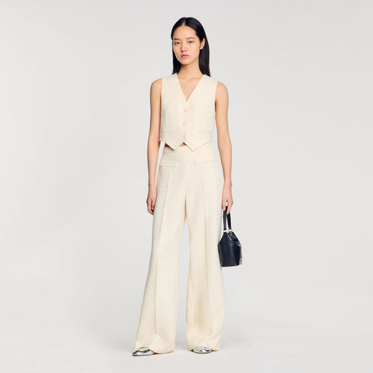 Sandro Tweed rhinestone-covered trousers