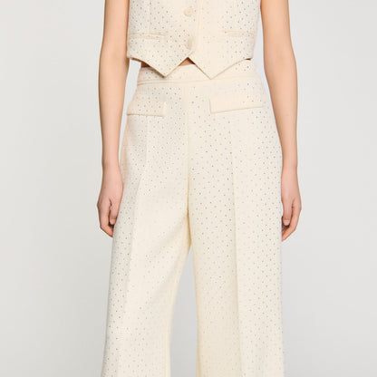 Sandro Tweed rhinestone-covered trousers